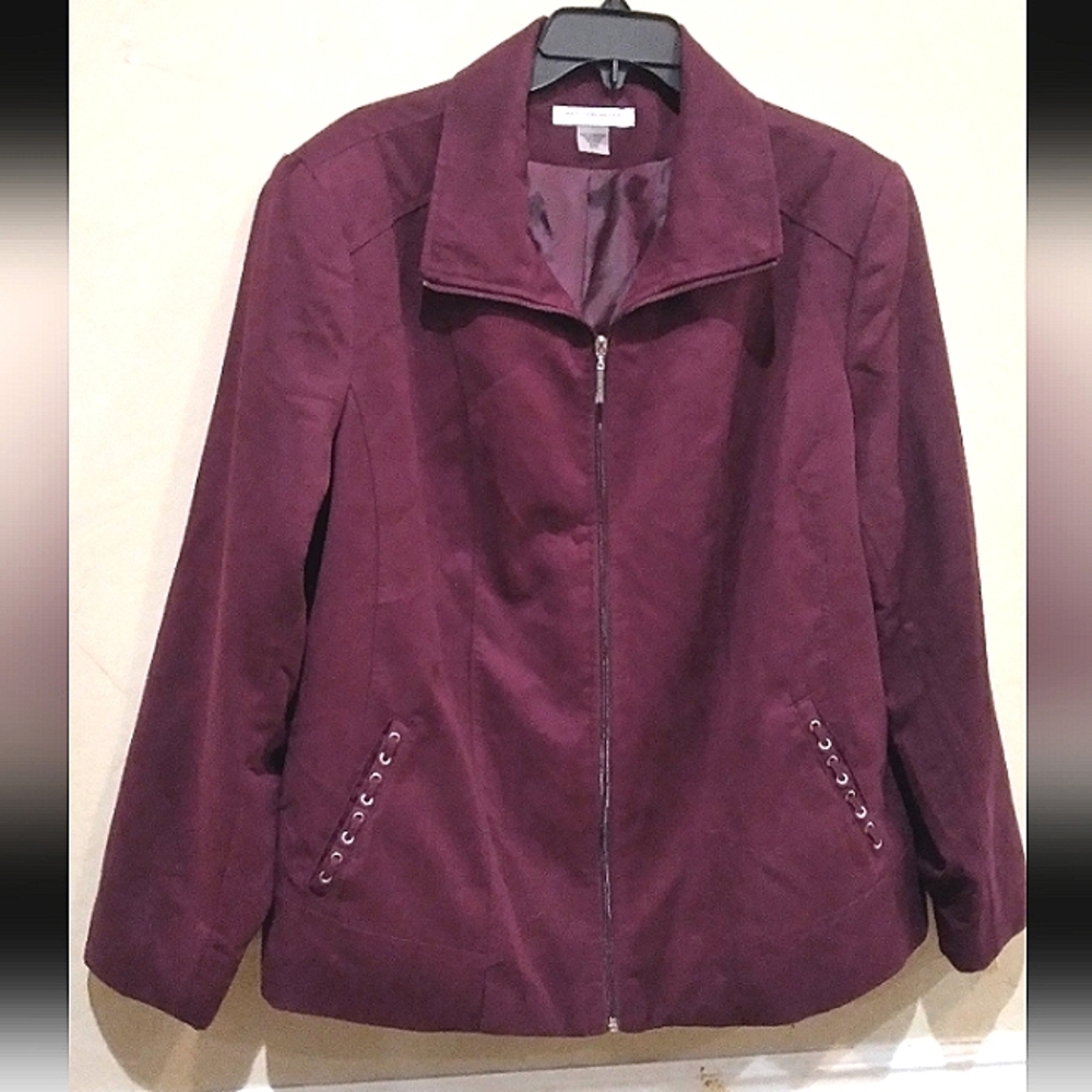 Allison Daley Burgundy Faux Suede Jacket Sz 20W